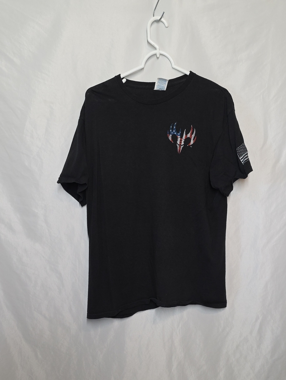 Delta Black Short Sleeve Tee with Red, White & Blue Flag Accent